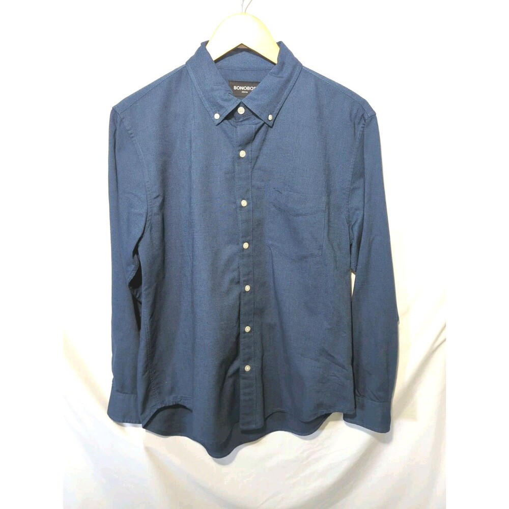 Bonobos Blue Stretch Standard Fit Short Men's Long Sleeve Button Up Medium New
